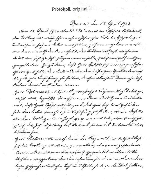 Seite 1 der Gründungsurkunde Munte 2